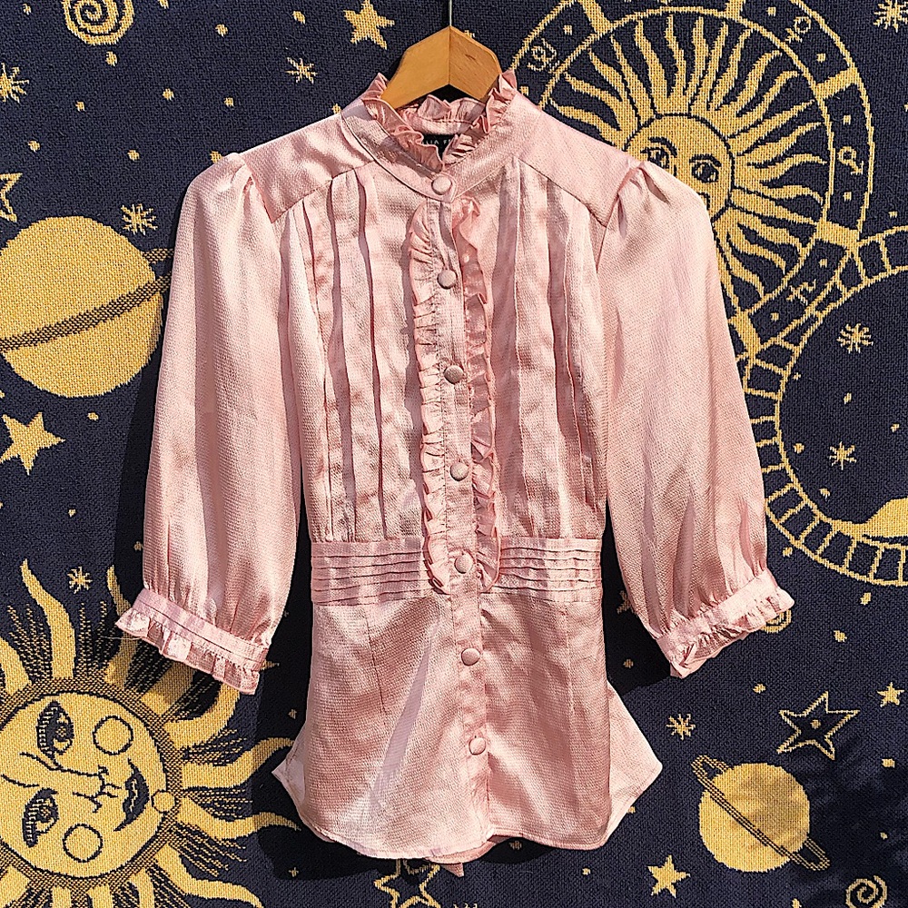 Antilla Femme Satiny Ballet Pink button up Blouse